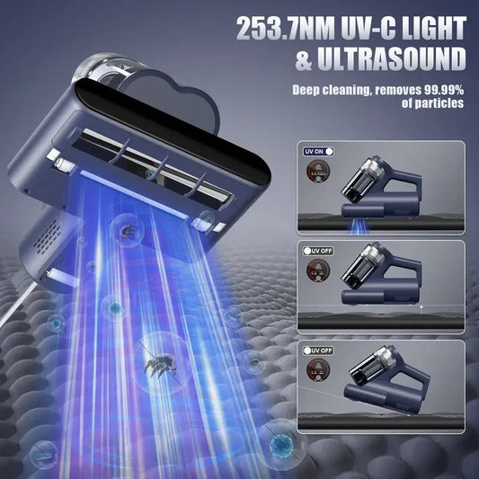 Powerful Mattress Vacuum Cleaner – 600W Suction, UV-C Light, Hot Air & HEPA, Deep Clean for Bed, Sofa & Carpet Country Style Interiors