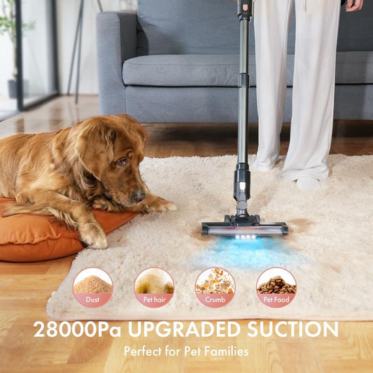 Cordless Vacuum Cleaner – 28KPa Powerful Suction, 50-Min Runtime, 8-in-1 Lightweight Design for Pet Hair & Carpets ERIC SONG